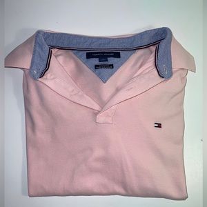 Mens Pink Tommy Hilfiger Polo Shirt Size L
